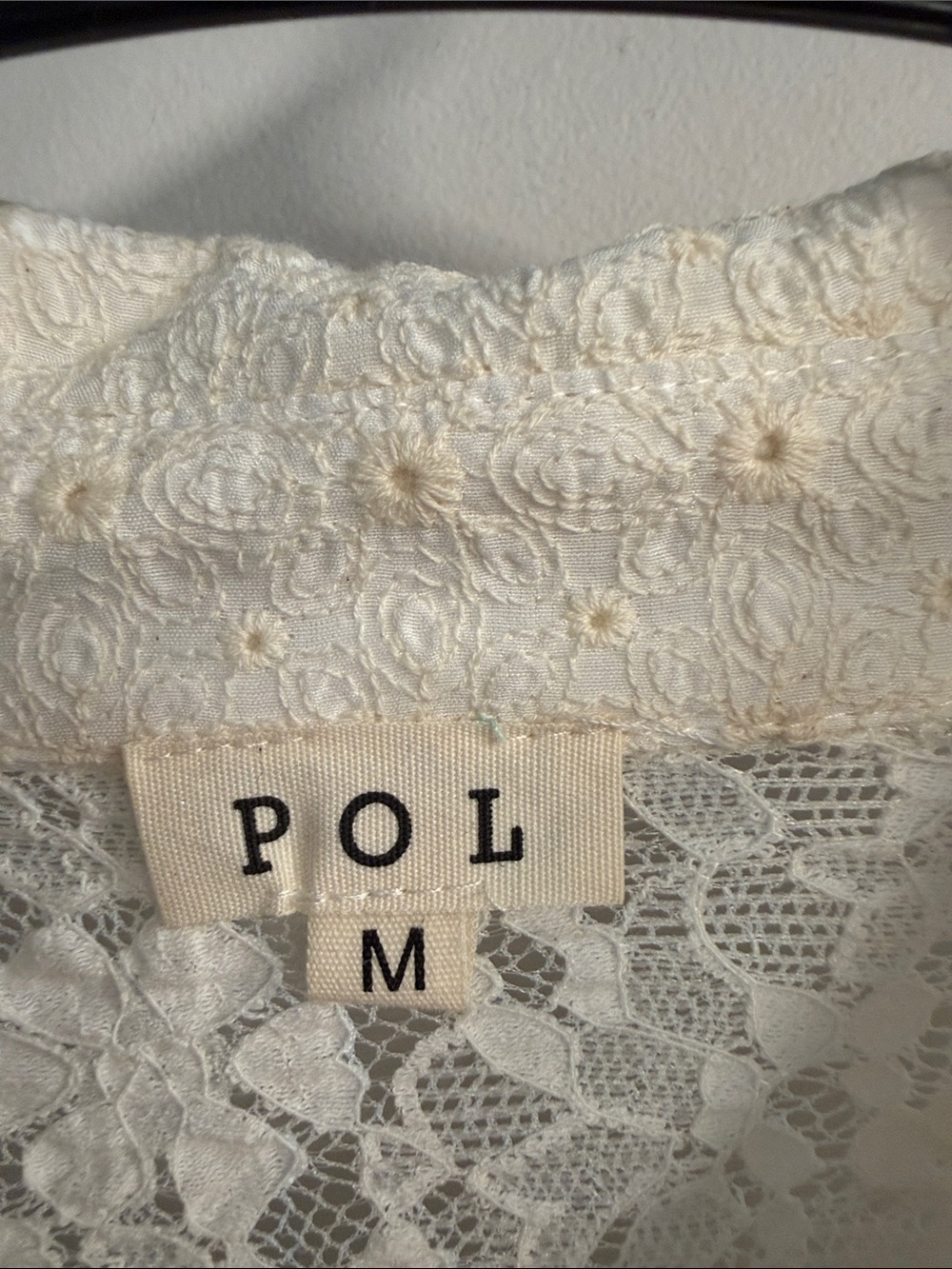 POL Cream Lace Button-Up Top - Picture 2 of 7
